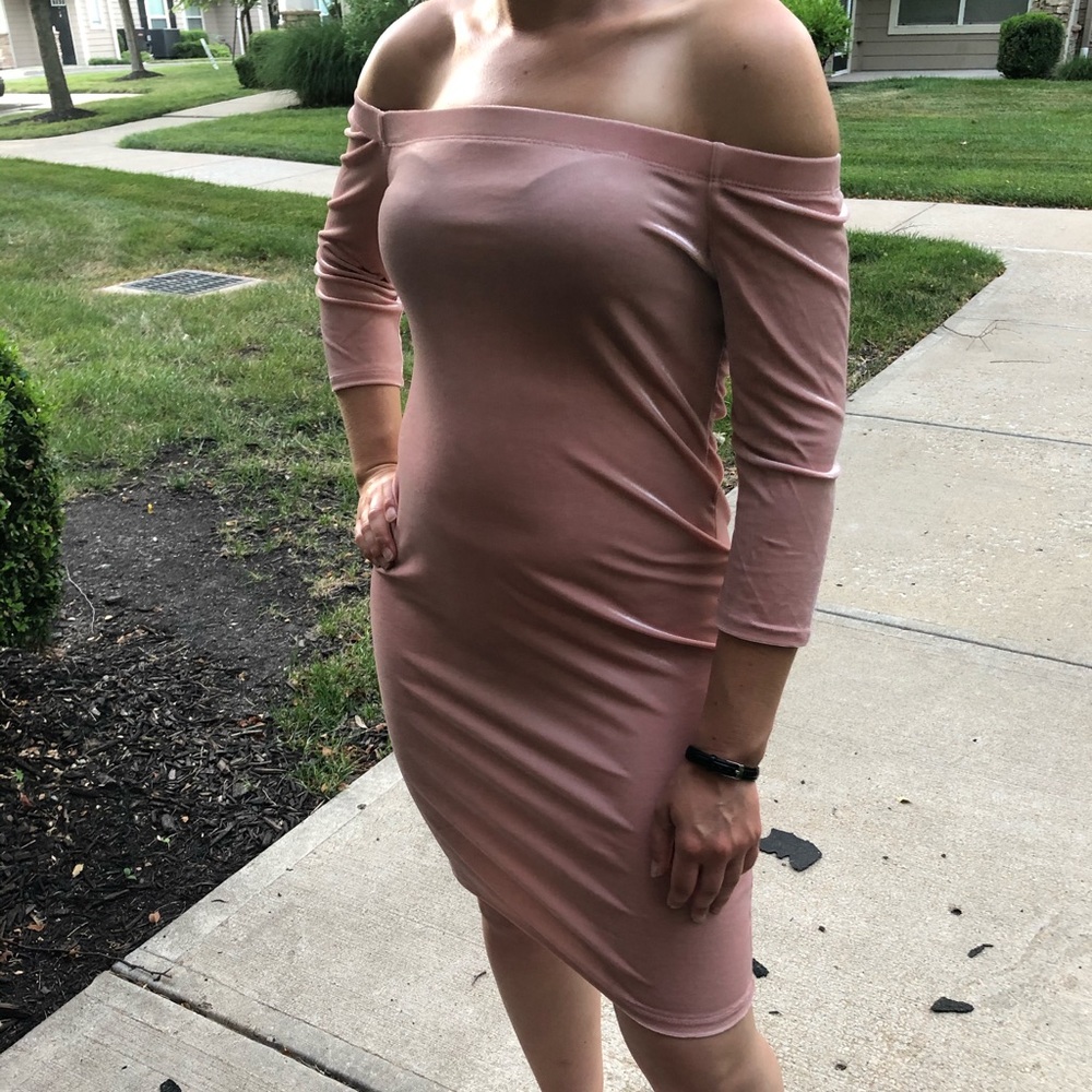 Pale pink, Off the Shoulder Body Con mini dress